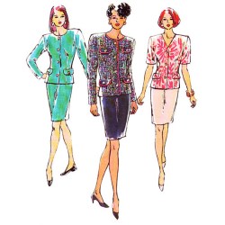 2142 KS FITTED SS-LS JACKET, SLIM SKIRT PATTERN 8-16